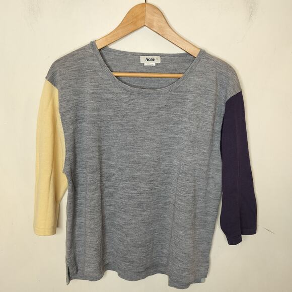 ACNE Studios Merino Wool Sweater Color Block Sleeves - Picture 1 of 8